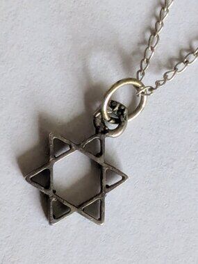 Vintage Sterling Silver Chain with Star of David Jewish Magen David Pendant